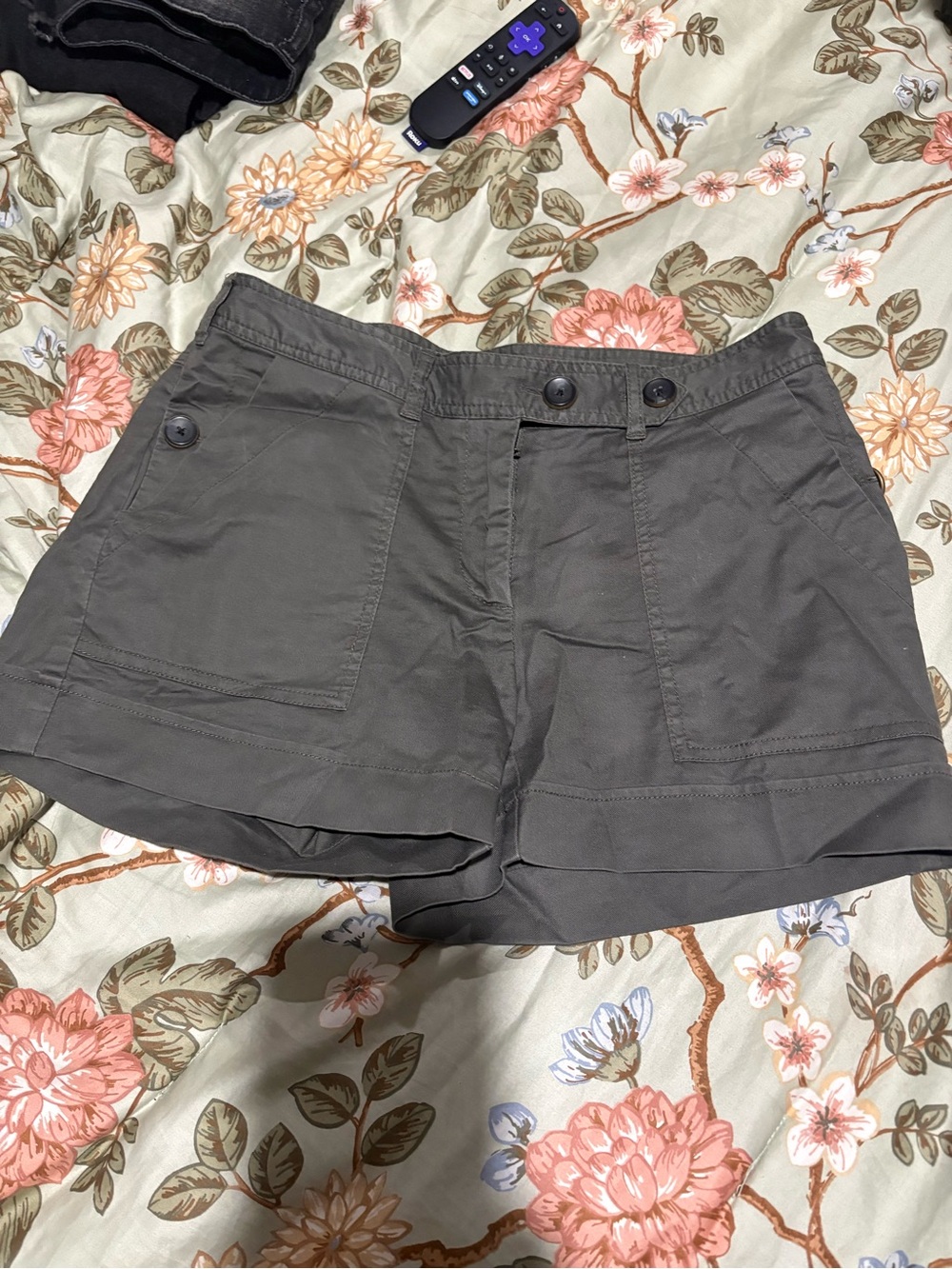 Willi Smith Olive Utility Double Button-Waist Shorts